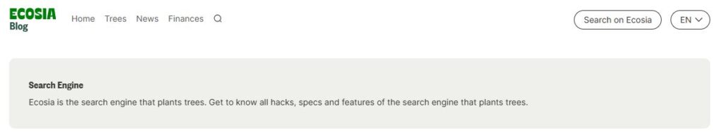 ecosia search engine home page